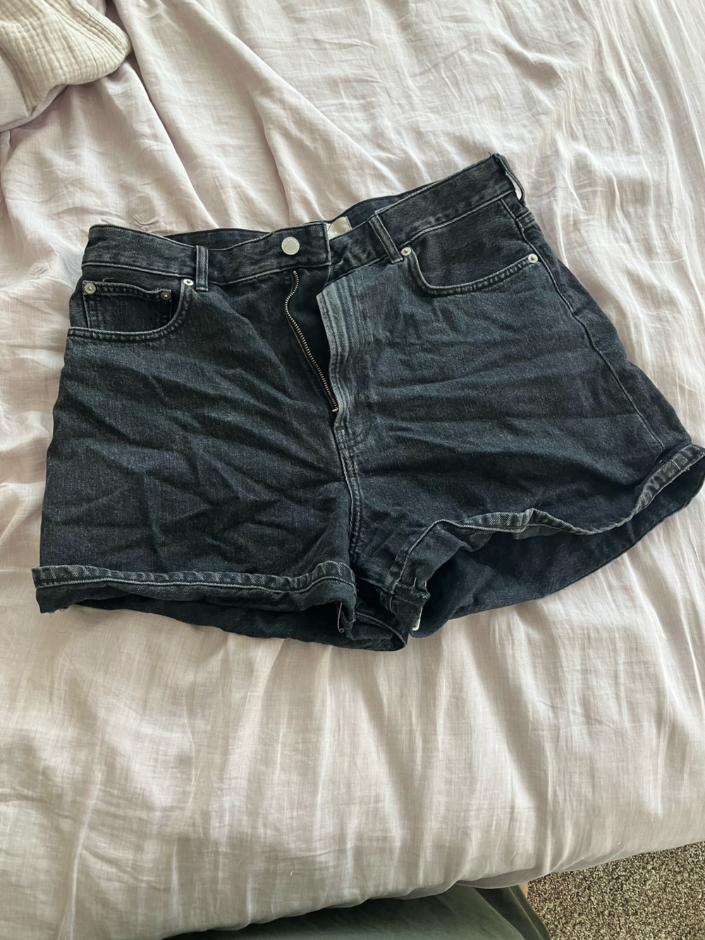 Women's High-Rise Black Denim Shorts